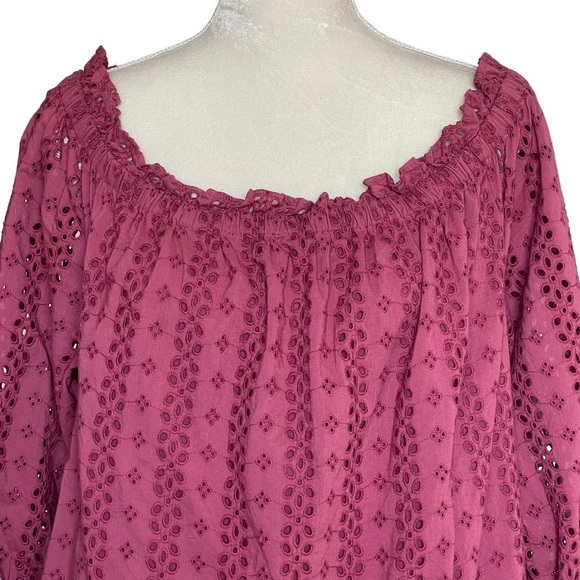 Lane Bryant Women’s Eyelet Off The Shoulders Peasant Top Blouse Plus Size 18/20 - Picture 4 of 10